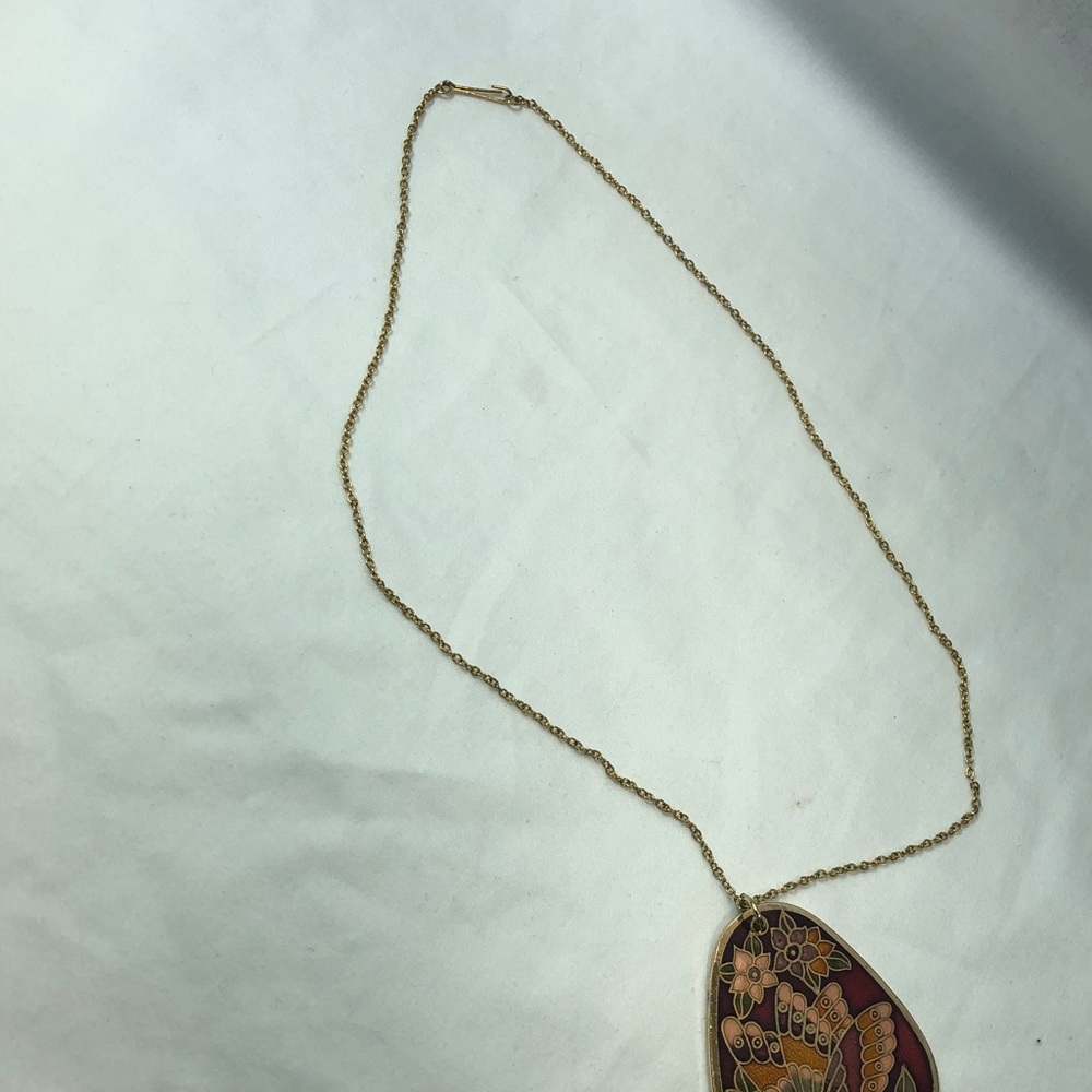 Vintage Double-Sided Large Pendant With Gold Chain Necklace - Women Jewelry - Picture 5 of 6